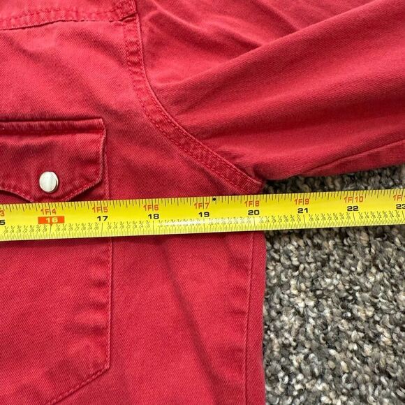 Levi’s Red Jean Denim Shirt Button Down Small Western Snap Button - Picture 5 of 6